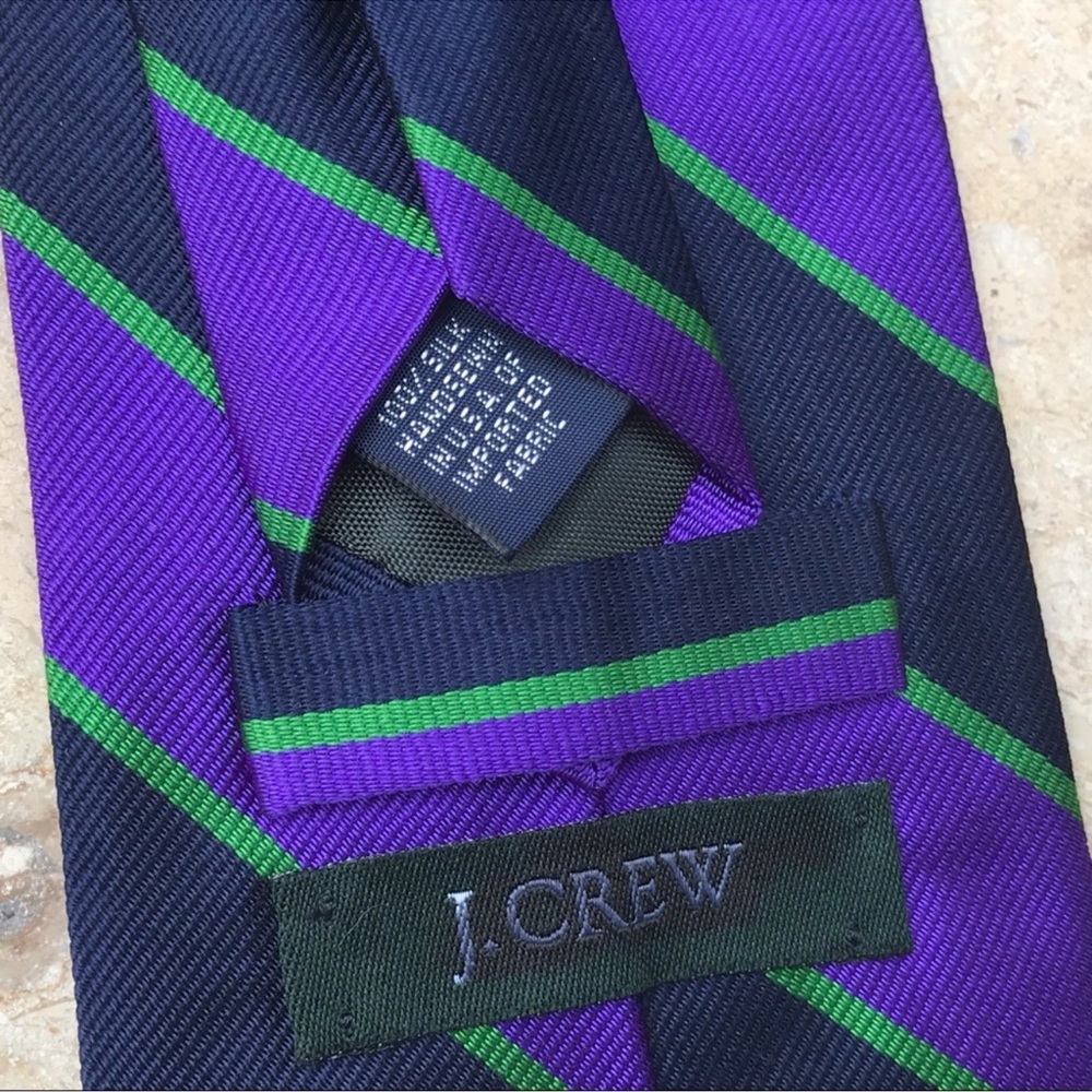 J. Crew Purple, Navy Blue, and Green Striped Tie Sz OS